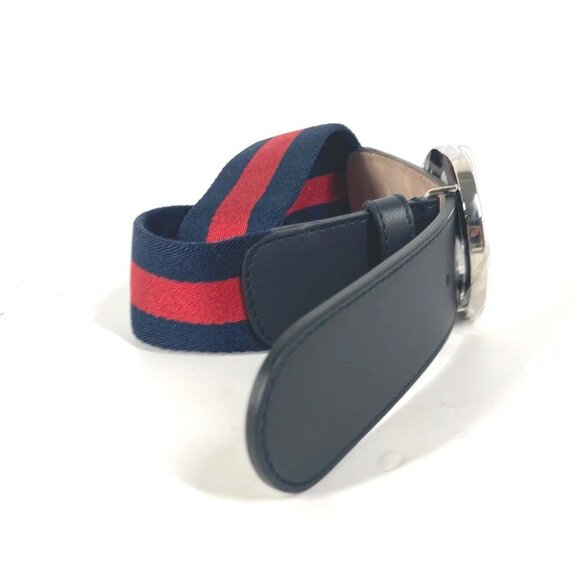 GUCCI GG interlocking G Belt Accessories belt Leather/Canvas Navy/Red - Picture 4 of 12